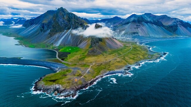 Breathtaking aerial view of Vestfirdir peninsula showcasing Icelands dramatic landscapes