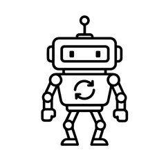 Fototapeta premium robot updated vector line icon on a white background Vector line icon