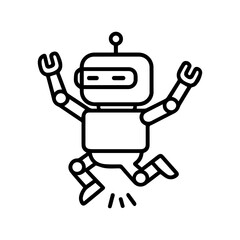 Obraz premium robot jumping vector line icon on a white background Vector line icon