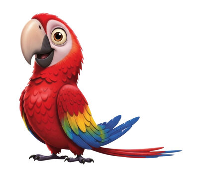 Cute cartoon scarlet macaw parrot transparent background cutout png