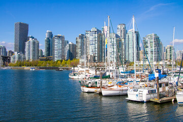 Fototapeta premium Vancouver Skyline and Modern Waterfront Condominiums Over False Creek from Charleson Park