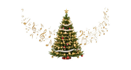 decorated christmas tree with musical notes 