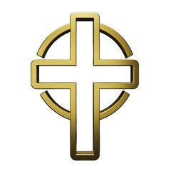 Obraz premium Stylized Golden Celtic Cross Symbol Isolated On Black Background Representing Faith Spirituality And Religion With A 3D Rendered Shine