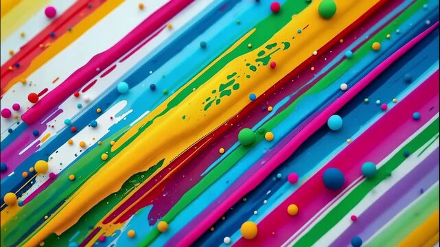 The images depict a dynamic scene of colorful paint splashes and streaks spread across a surface