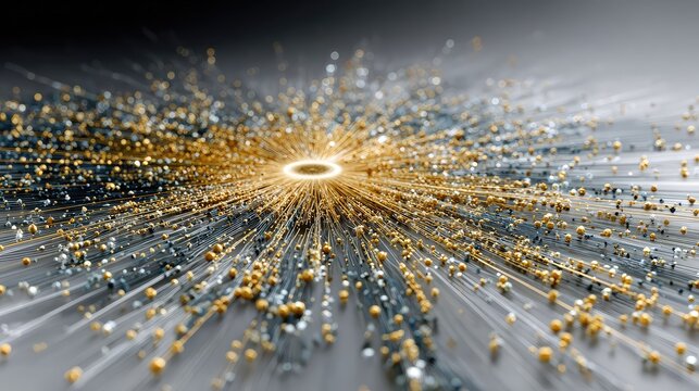 Photorealistic render of a quantum computer core, superconducting wires and glowing cryogenic components, intricate gold and sapphire details, scientific precision, ultra-detailed 