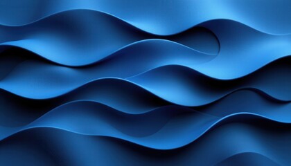 Obraz premium Fluid Abstract Waves Design with Smooth Gradients in Deep Blue Tones for Modern Backgrounds or Textures