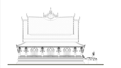 Fototapeta premium Side View Of Laos/Thai Vihara Buddhism