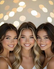 Beautiful group portrait of young women with warm smiles