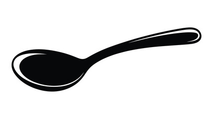 Simple black silhouette of a spoon on a white background