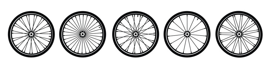 bicycle wheels icon set basic simple design