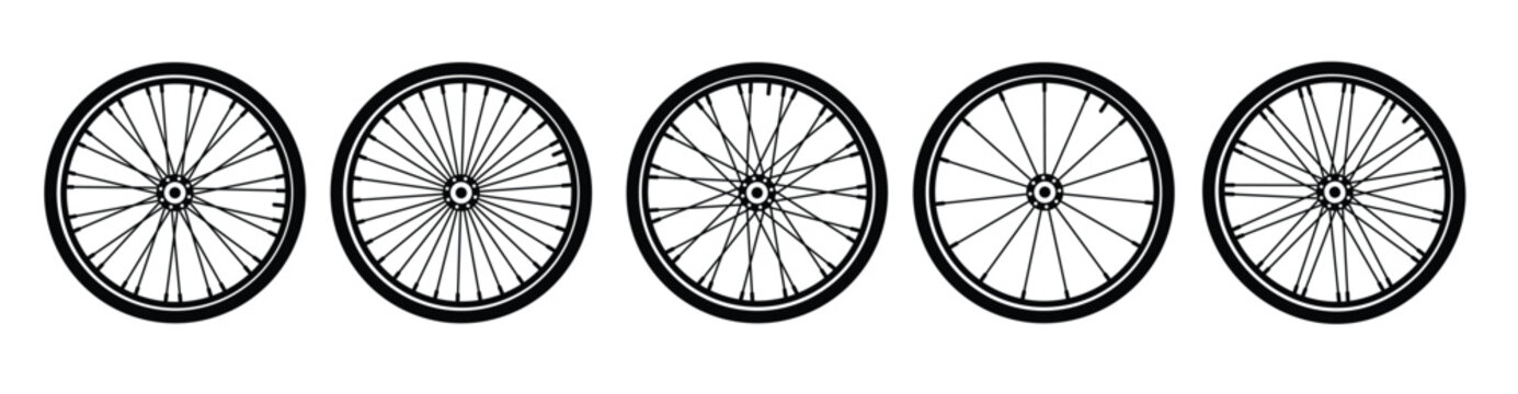 bicycle wheels icon set basic simple design
