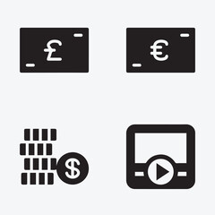 Dollar euro movie player icons
