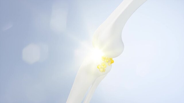 Healthy human bones and knee joints with vitamins or calcium from food and collagen. Medical food concept background.