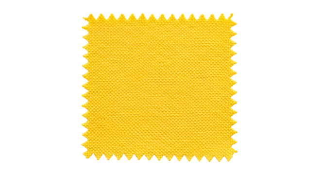 Yellow fabric swatch with a zig-zag cut edge for textile design and fashion
