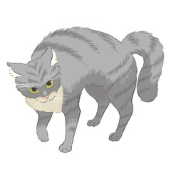 やんのかステップをするサバトラ猫のイラスト