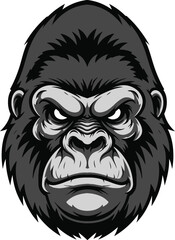 Fototapeta premium Intense Gorilla Face Illustration with Detailed Fur and Expressive Eyes.