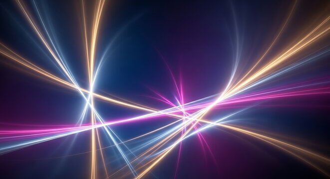 Abstract colorful light streaks and trails on dark background