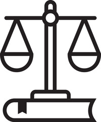 Justice scale with Book icon combination Law firm logo and Icon design.
