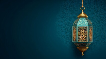 Glowing arabic lantern with warm candlelight illuminating festive ramadan kareem background with traditional islamic decorations and soft glowing ambiance