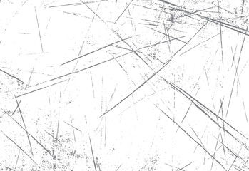 Abstract grey distressed overlay texture with random thin lines and small speckles on a white background