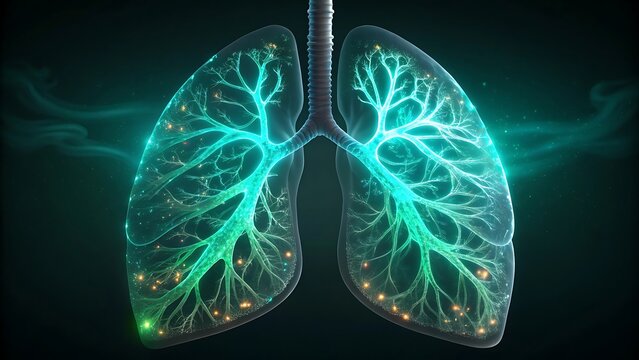 Glowing lungs with branching airways and energy