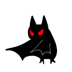 Glowing Red Eyes with Bat Silhouette