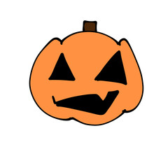 Cartoon Halloween Pumpkin Illustration on Black Background