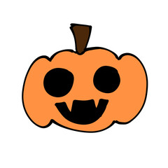 Halloween Pumpkin Illustration with Vampire Fangs