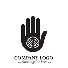 Minimalist Black Hand Logo Symbol on White Background in Clean Modern Silhouette Style
