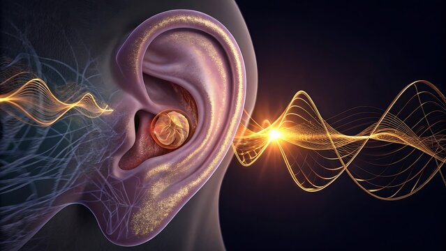 Auditory perception of sound waves entering the human ear