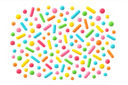 Colorful candy sprinkles pattern on transparent background - Powered by Adobe