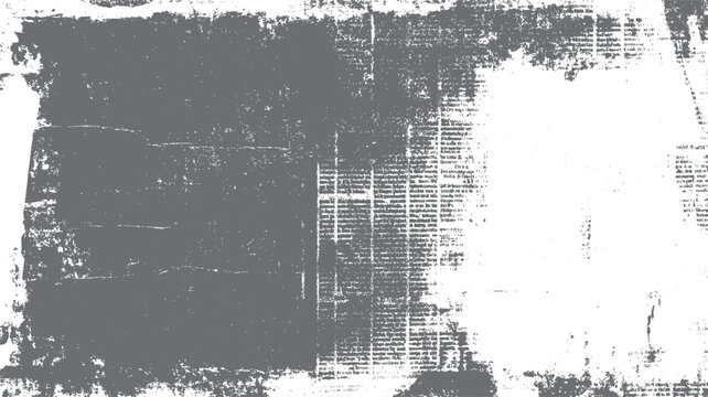 Distressed gray grunge texture overlay with faded newspaper print and rough edges vector