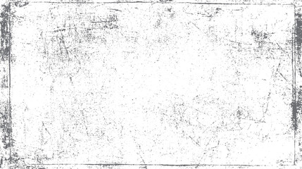 Distressed grey and white textured background with grunge scratches and speckles forming a border and scattered marks