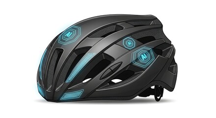 Fototapeta premium A close-up view of a modern, sleek bicycle helmet with integrated lighting.