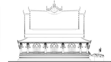 Side View Of Laos/Thai Vihara Buddhism