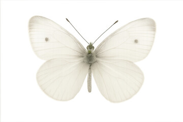 Fototapeta premium White butterfly with wings spread transparent background