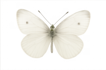 White butterfly with wings spread transparent background