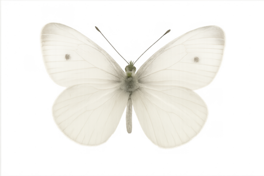 White butterfly with wings spread transparent background