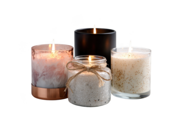 Scented wax candles aroma spa isolated on transparent background
