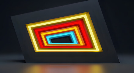 Abstract colorful tunnel background with geometric shapes for graphic design and wallpaper use on transparent background