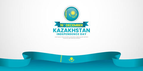 Kazakhstan independence day banner background 16th december design element with waving ribbon flag