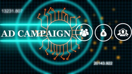 Word writing text Ad Campaign. Business image showcasing promotion of specific through internet Male human wear formal work suit presenting presentation using smart