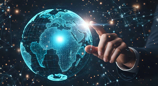 Global business network connection technology digital world communication concept design on transparent background