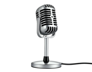 Vintage microphone with chrome finish on a stand