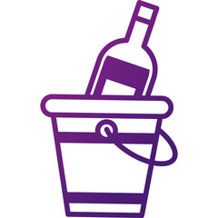 Purple Outline Of A Bottle In A Bucket With Purple Gradient On Transparent Background