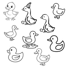 Duck icons featuring simple, clean silhouettes of ducks, ideal for wildlife, nature, and playful design themes.
