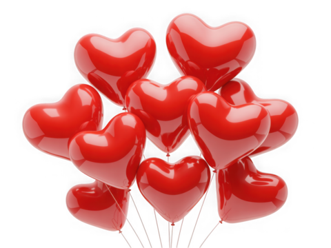  Red and white heart balloons Valentines Day love romance - Powered by Adobe