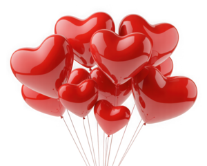 Red and white heart balloons Valentines Day love romance
