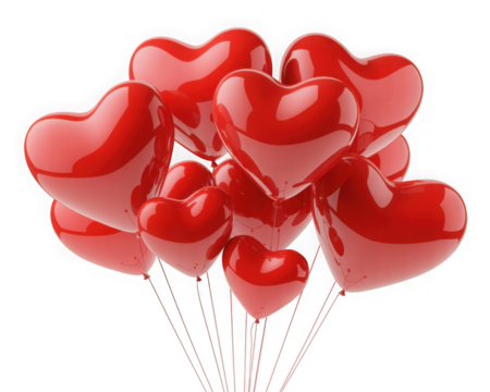  Red and white heart balloons Valentines Day love romance - Powered by Adobe
