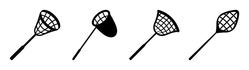 Collection of butterfly nets four different designs detailed sketch style artistic representation